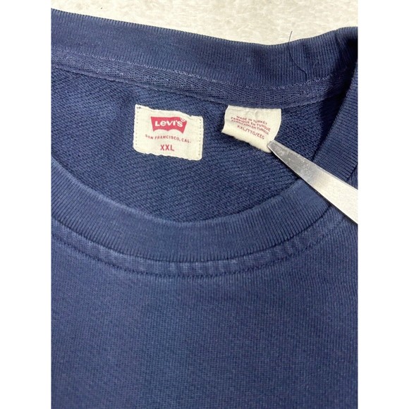 Levi's Navy Blue Large Box Logo Crewneck Sweatshirt Men's Size 2XL - Picture 3 of 7